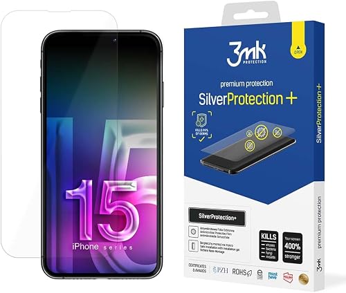 Film de protection antimicrobien pour iPhone 15 Plus - 3MK SilverProtection+