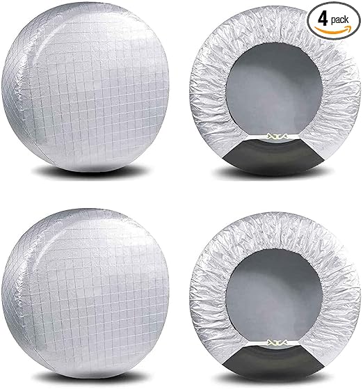 Amfor Tire Covers Set of 4, Waterproof Anti-UV Sun Snow Rain Tire Covers for Trailers, RV, Camper, SUV, Truck, Fit 24-26 inches Tire Diameter