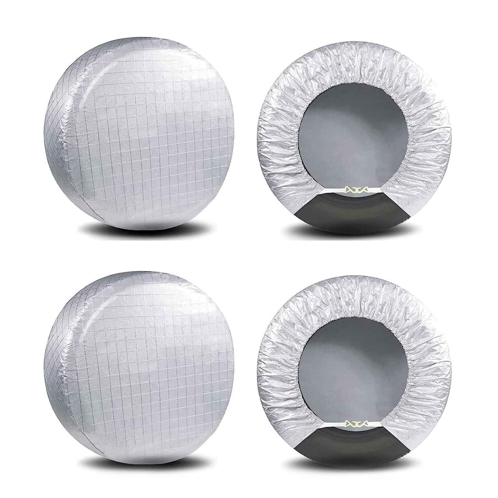 Amfor Set of 4 Tire Covers Waterproof Aluminum Film Tire Sun Protectors Fits 24" to 26" Tire Diameters Weatherproof Tire Protectors