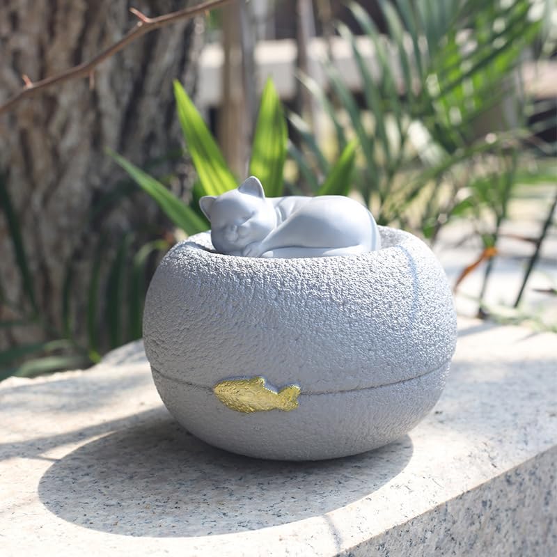 Cat Urn for Ashes Resin - Classic Memorial Urn, Cloud - Image 2