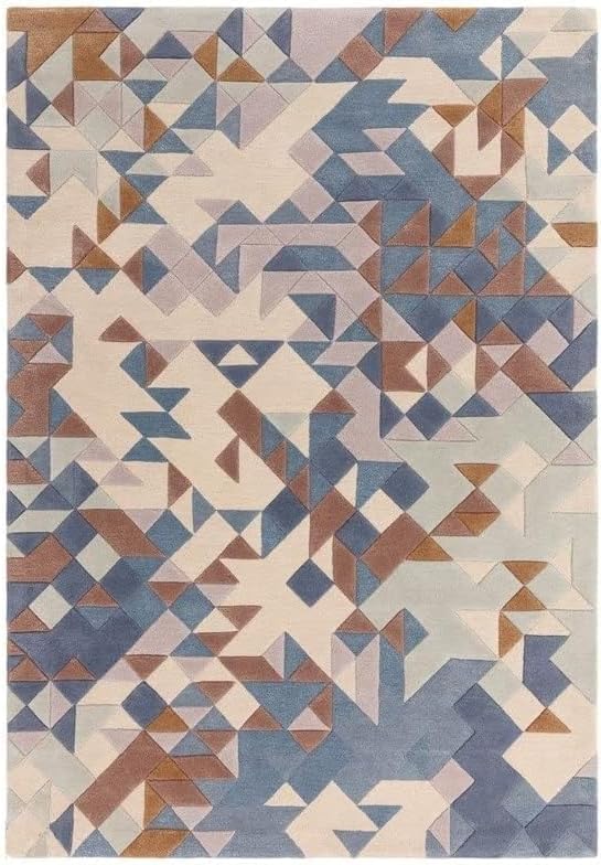 Handmade Wool Geometric Area Rug – Modern Hand-Tufted Carpet for Living Room & Bedroom Décor (6x9 Feet)