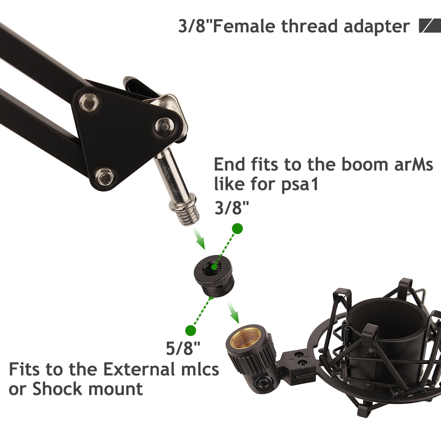 8 Adattatori Per Supporto Microfono - Filettature 5/8 E 3/8 Per Fotocamera E Audio - Foto 6