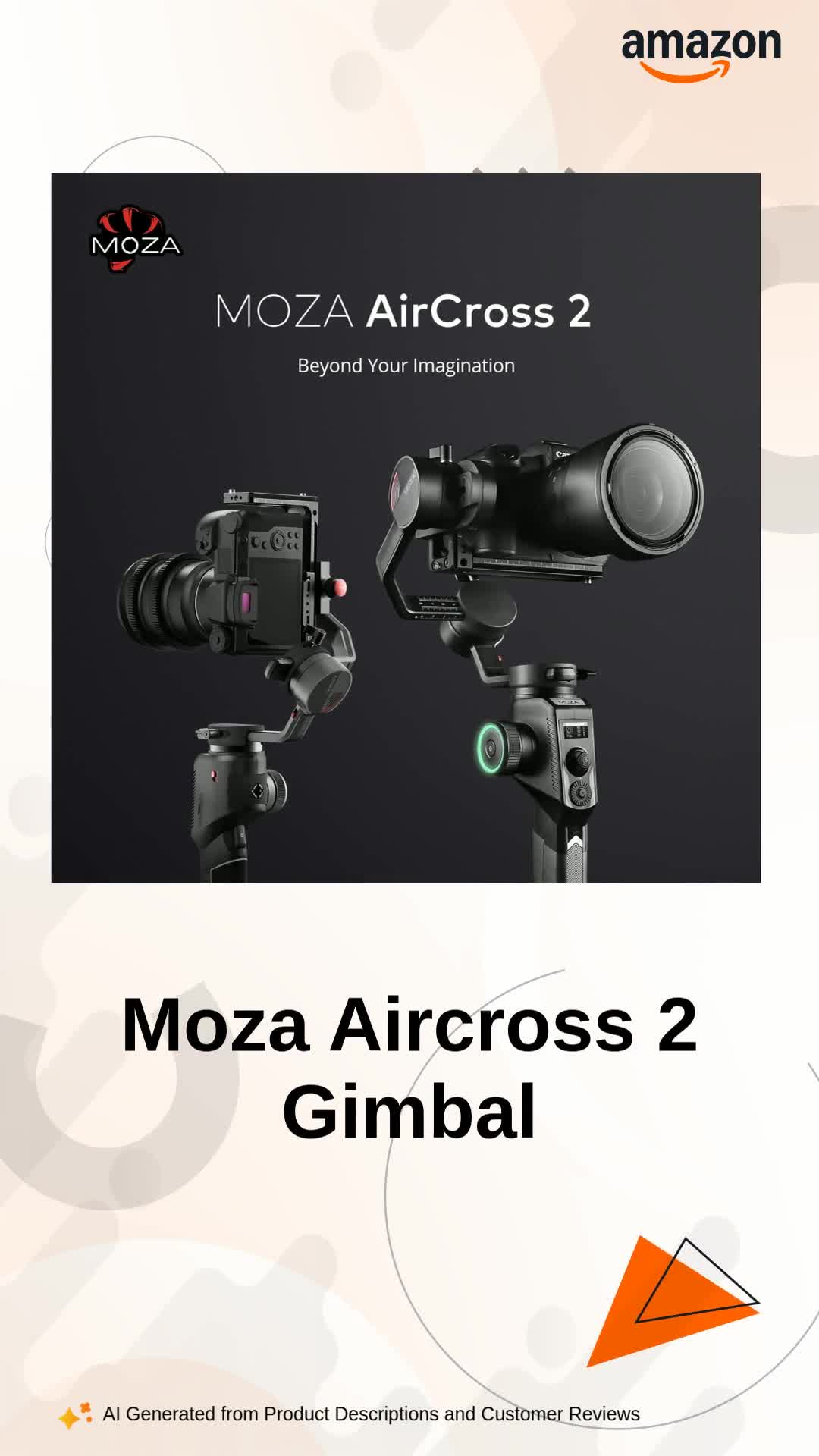Moza Aircross 2 - Ultra-Lightweight 3-Axis Electronic Gimbal Moza Aircross 2 - Ultra-Lightweight 3-Axis Electronic Gimbal
