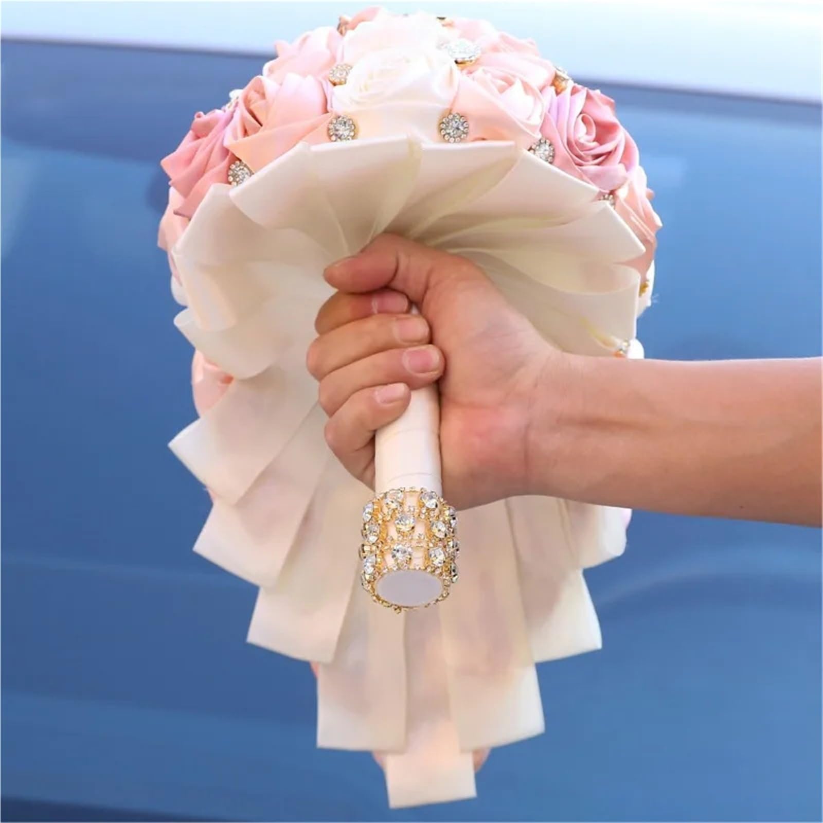 Bouquet da sposa in strass satinato