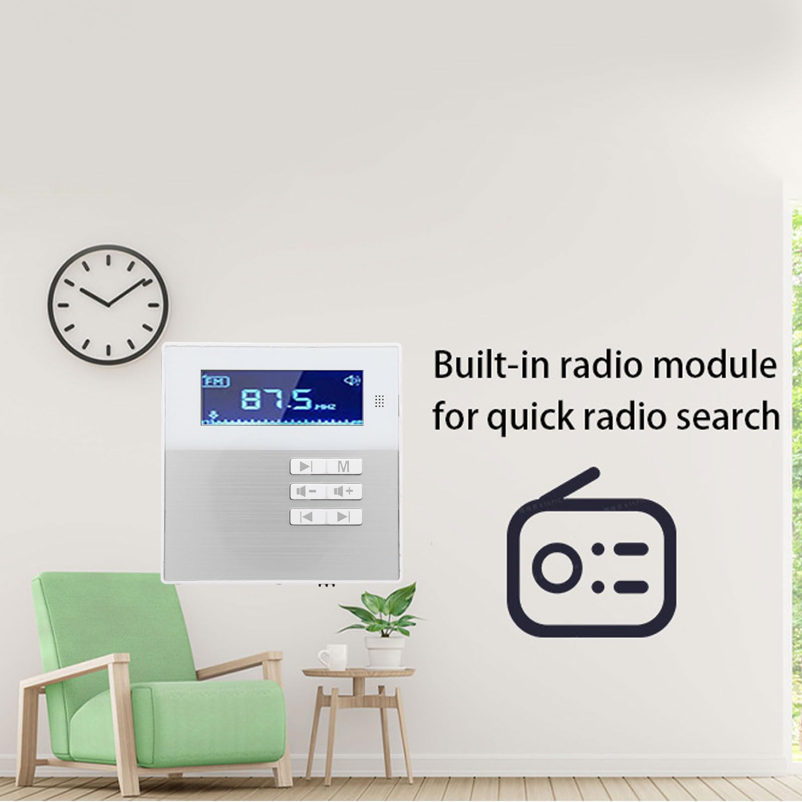 Goshyda Amplificador de Música de Montaje en Pared Bluetooth 5.3: 40 Vatios, Soporte Multiformato, Diseño que Ahorra Espacio con Control Remoto Inalámbrico para Cafetería y Uso Doméstico