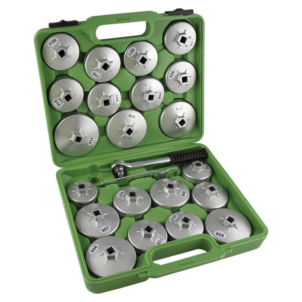 OC-PRO Coffret Cloches Clés de Filtre à Huile pour Auto, Poids Lourds - 21 Pièces en Aluminium 1/2"