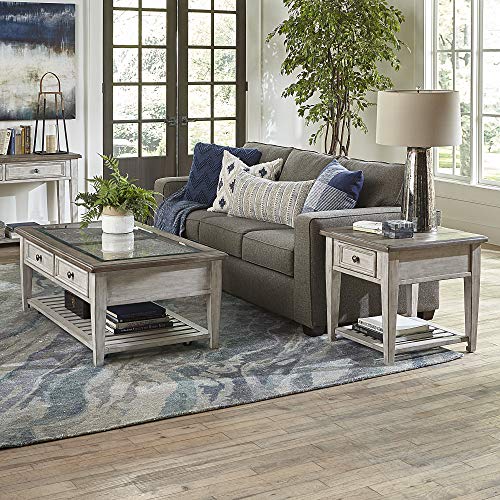 Liberty Furniture Industries Heartland 3 Piece Set, End Tables: W24 X D26 X H24 Cocktail Table: W52 X D30 X H20, Antique White #TOP7