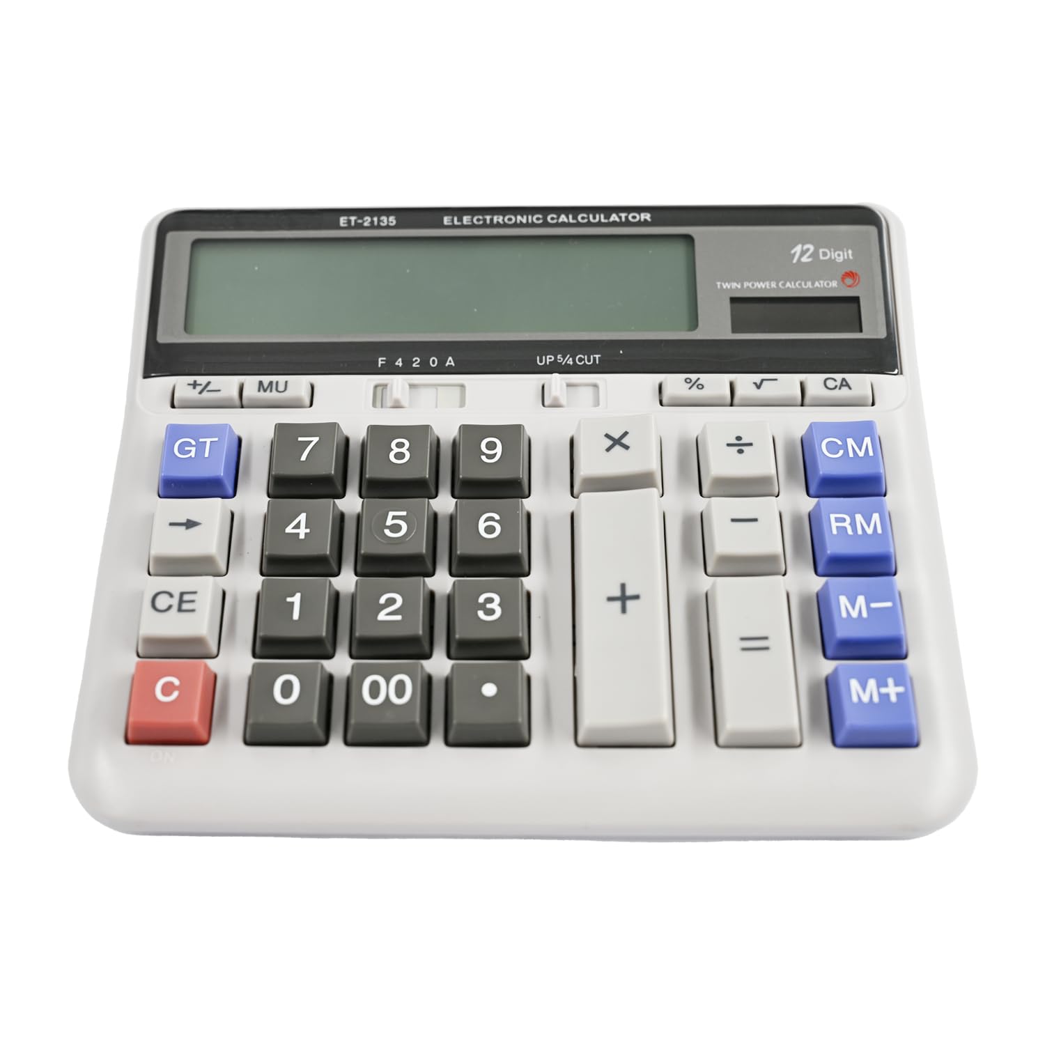 Calculatrice de comptabilité de bureau avec écran LCD extra large à 12 chiffres, calculatrice comptable pour gros boutons, batterie et double alimentation solaire pour bureau, entreprise, maison