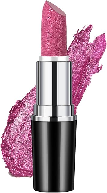 Anglicolor Metallic Glitter Lipstick,Pink Lipstick Highly Pigmented,Glitter Lipstick Moisturising,Velvety Smooth Application,Creamy Sculpted Design(#15 VELOCITY)