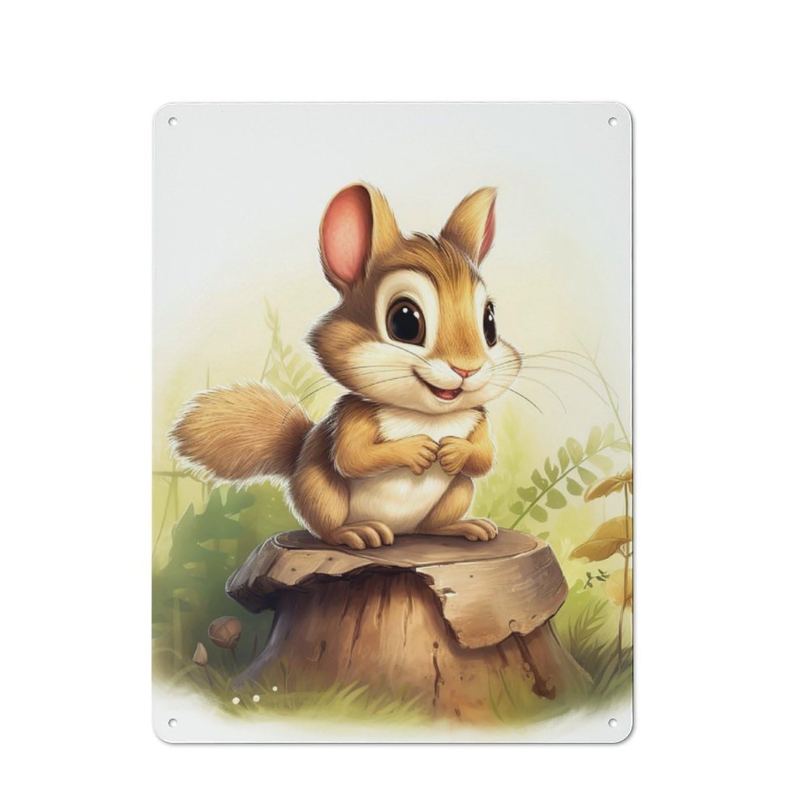 Junmoney Cute Chipmunk Vintage Metal Wall Sign 40X30cm For Hobby Room Or Studio, For Hobby Room Decor Fans