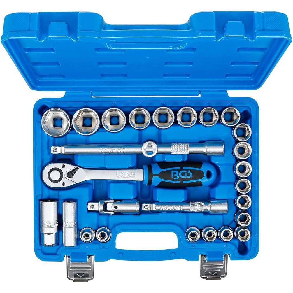Set mit Tüllen, 12,5 mm (1/2), 8 – 32 mm – 27 Stück – Stahl robust und praktisch für Mechanik D-Work