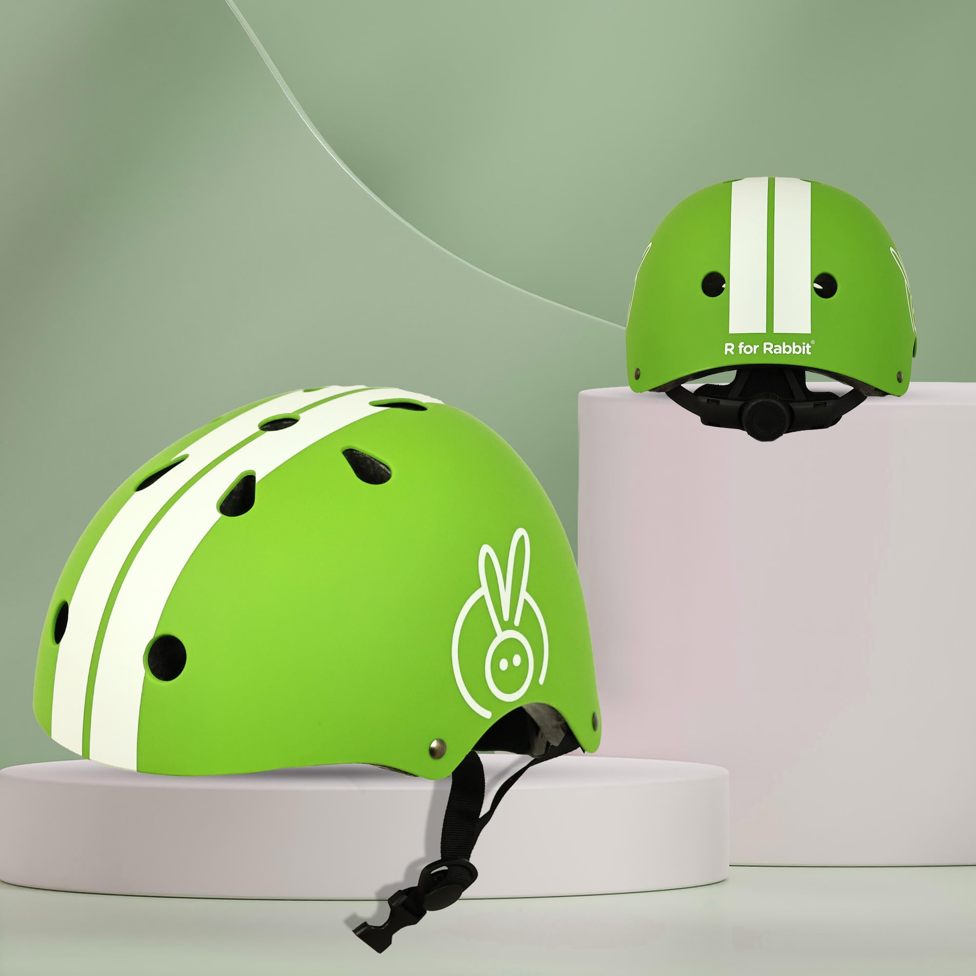 R for Rabbit Safe Play Helmet for Kids | Safety Certified, Lightweight, Adjustable Helmet for Skating, Cycling, Scooter | Age 3-7 Years Boys & Girls| ABS & EPS Material Green Sports