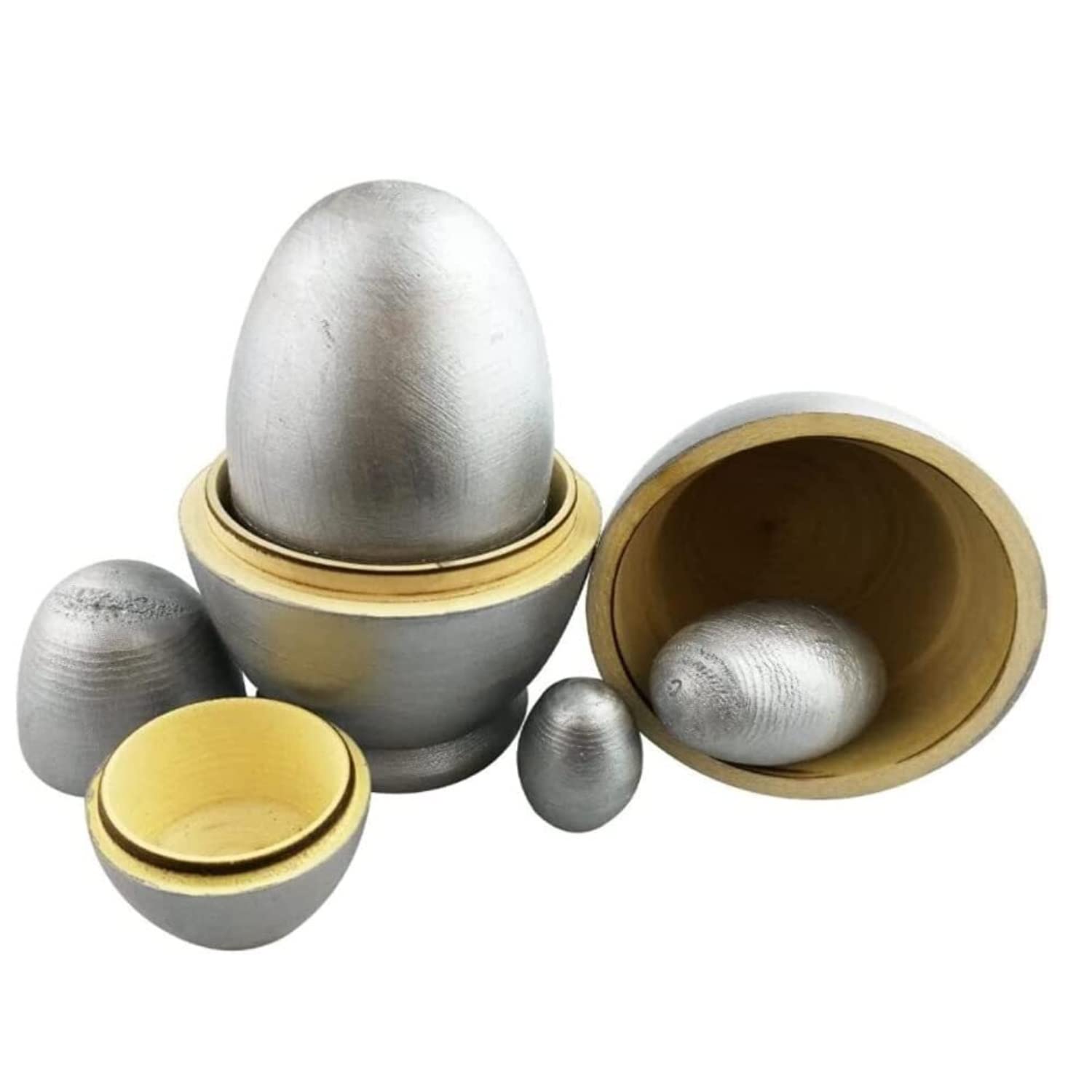 Rosyjskie Lalki Matryoshka DIY Srebrny Kształt Jajka Ręcznie Drewniane Rosyjskie Gniazdowania Lalek Zestaw 6 Sztuk Lalka Matrioszka