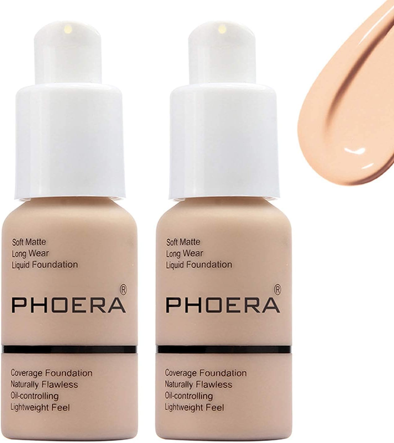 Foundation Matte Oil Control Concealer Foundation Cream,Long Lasting Waterproof Matte Liquid Foundation,102 Nude -30ml(2Pack).