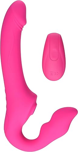 Strap U Mighty Licker AG906 - Consolador de silicona sin tirantes de alta calidad 10X con eje de lamer y vibrar, control remoto para pegging