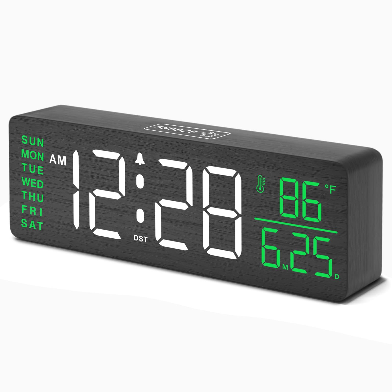 DreamSky Wooden Digital Alarm Clocks for Bedrooms Large Display Desk Clock with Date Day of Week for Living
