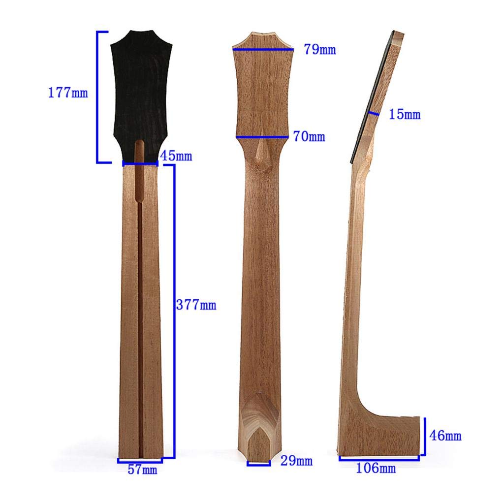 Amagogo Mahagoni Gitarrenhals Inklusive E Gitarren Griffbrett Und Unverarbeiteten Bund Feines Ersatzteil für Reparaturen für Anfänger Musikunterricht Heimstud, B