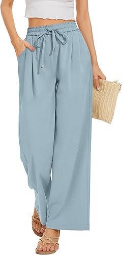 FUNYYZO Wide Leg Pants Women's High Elastic Waisted in The Back Business Work Trousers Long Straight Suit Pants