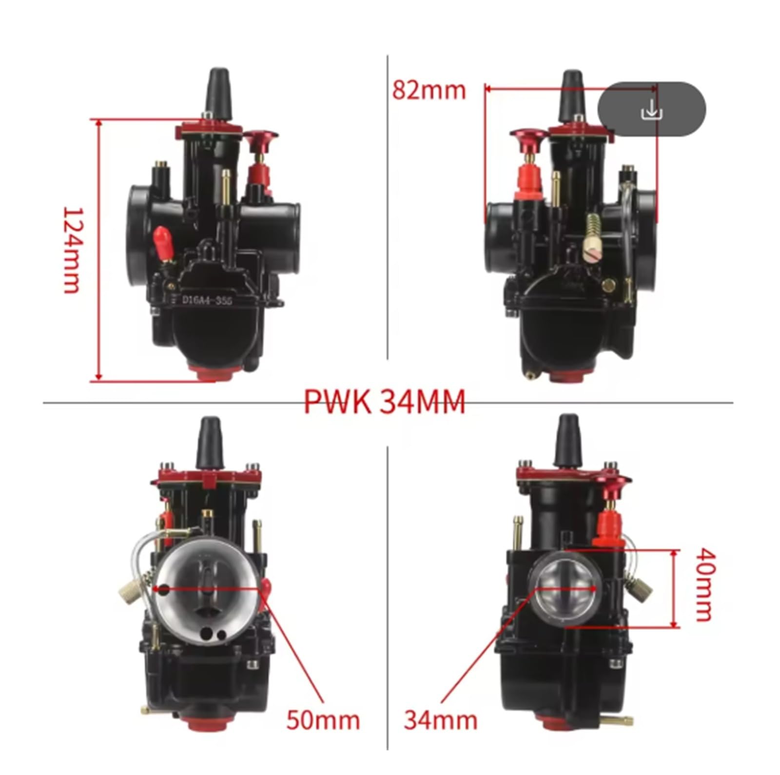 Ajuste for Mikuni PWK 24 26 28 30 32 34mm moto de cross Motocross carreras carburador de motocicleta de cortina plana modificada con Power Jet(30mm carb set)
