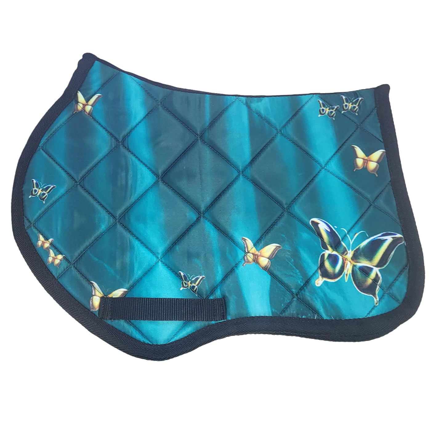 Brama West Kinder Shetty Sattel Set „My Little Butterfly“ | Sattel für Shetty Pony Holzpferd | mit Satteldecke, Sattelgurt, Steigbügel & Steigbügelriemen | Grün