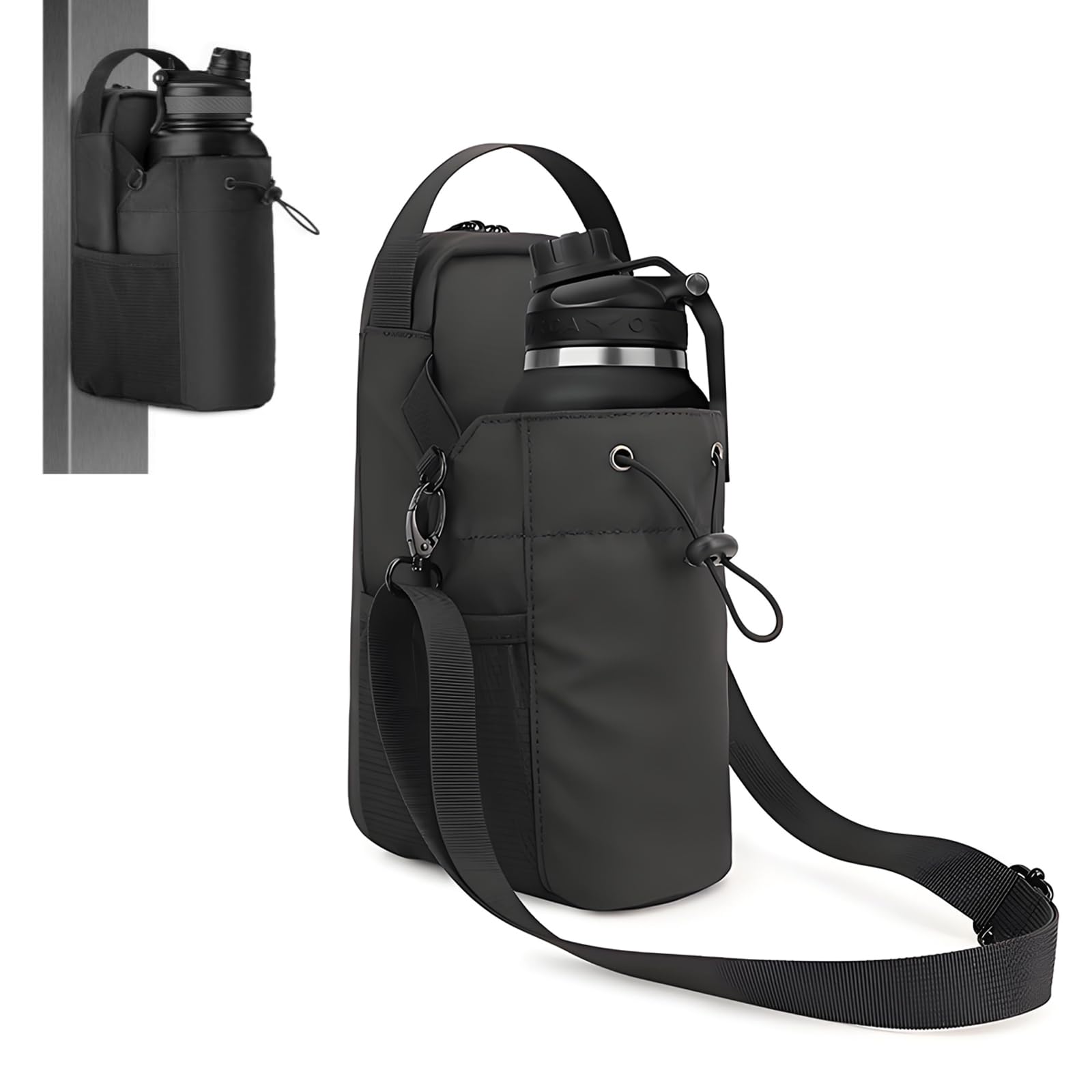Magnetic Gym Bag, Water Bottle Holder Training Draw Sling Bag Sport Bottle Organizer Gym Accessories for Men and Women Outdoor Basketball Bike