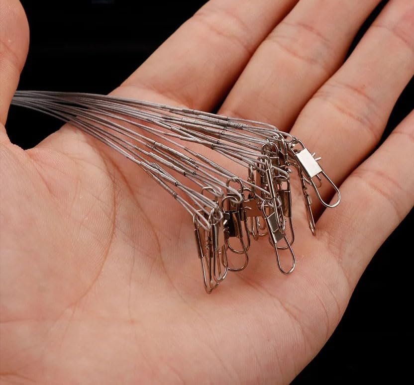 60 piezas Líderes de acero para pesca con giro miniatura 3