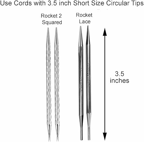 Miniatura 3 de addi Juego de 7 cables intercambiables para cohetes y cohetes de 3.5 pulgadas, 2 puntas circulares que hacen agujas de 16/20/24/32/40/47/60 pulgadas