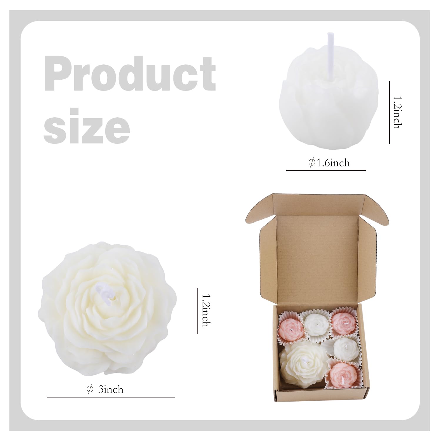 6pc Baby Shower Candle Favors for Guest DIY Floating Candles Party Favors Bulk Scented Tealight Candles Gender Reveal Gifts Return Gifts (Flower-p+w)