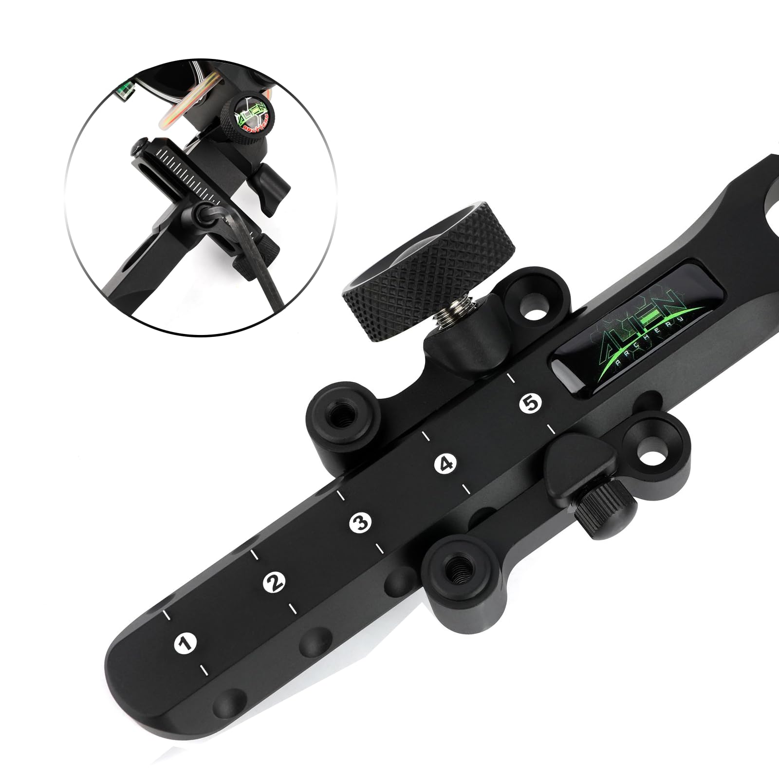5 Clavijas Mira para Arco Compuesto Miras de Tiro con Arco para diestros y Zurdos Mira de Caza de Aluminio con Luz de Tiro Accesorio de Tiro