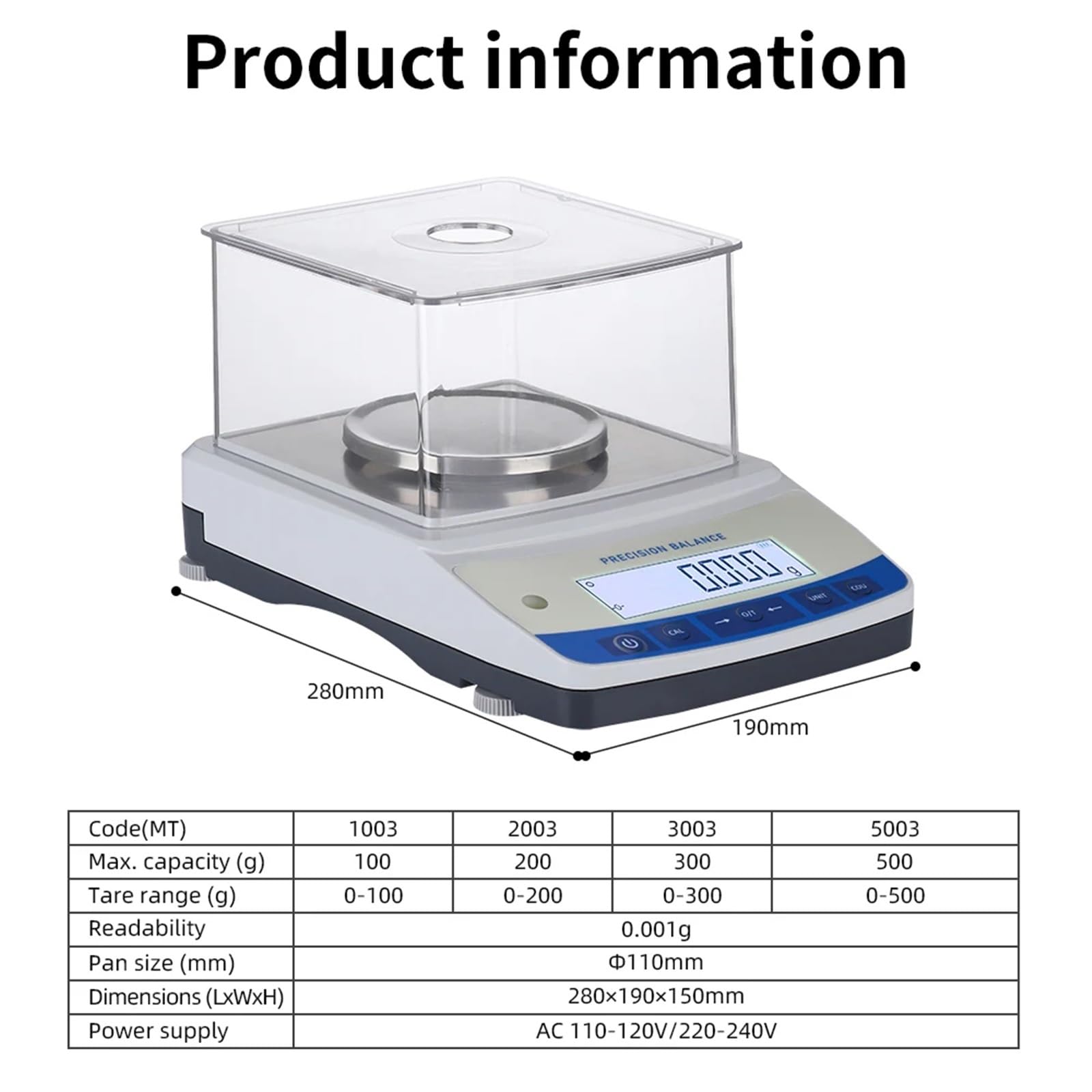 Básculas digitales de laboratorio, Balanza analítica de laboratorio de 500 g y 0,001 g, balanza electrónica de alta precisión for cocina, joyería y equipaje.