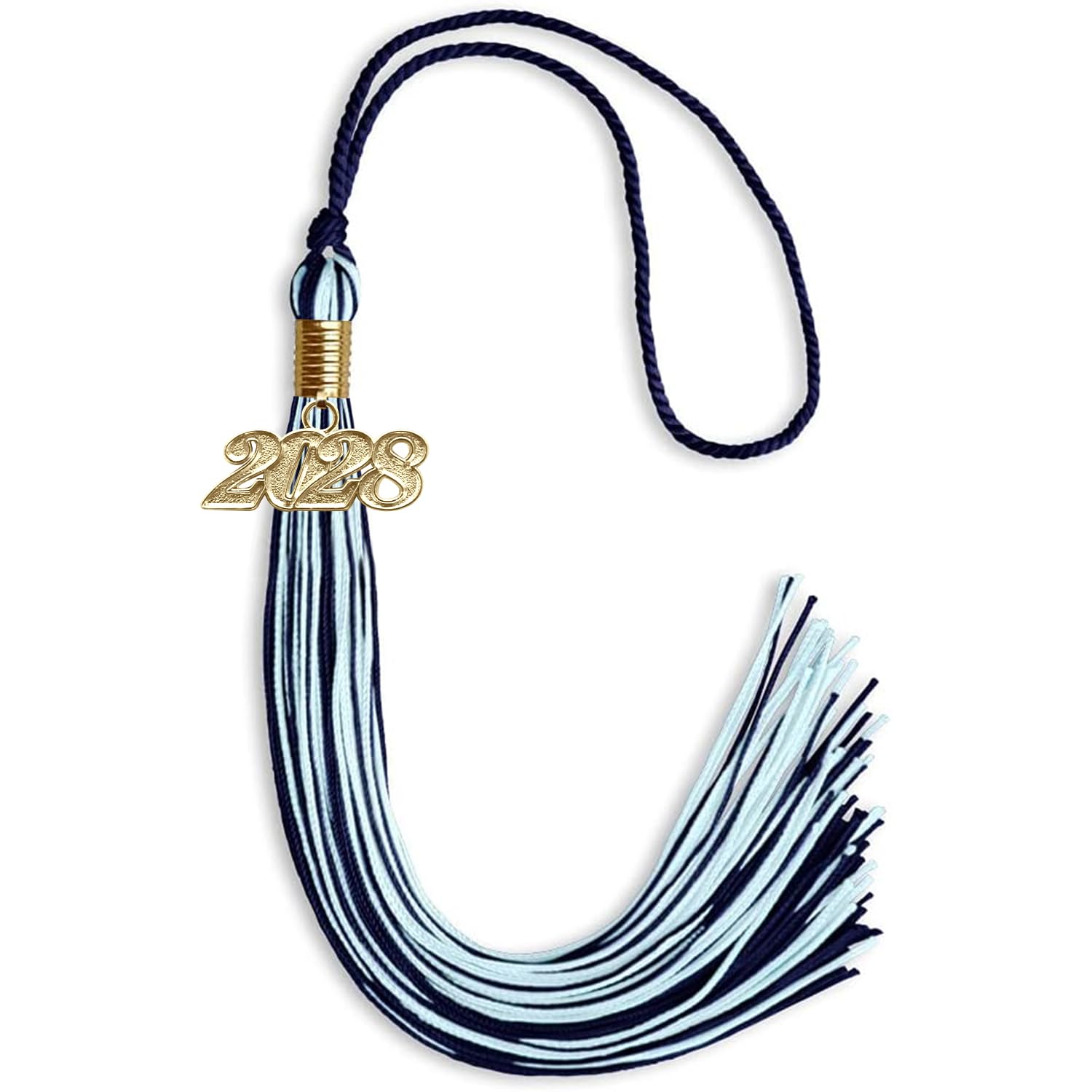 Endea Graduation Mixed Double Color Tassel with Gold Date Drop (Navy Blue/Light Blue, 2028)