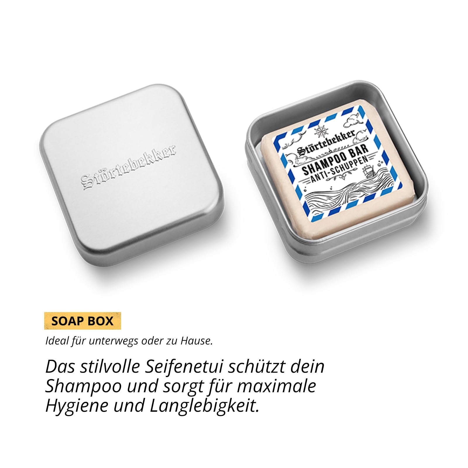 Störtebekker® Premium Duschset - Festes Shampoo Anti-Schuppen (x3), Sisalsäckchen, Seifendose Aluminium + GRATIS Scalp Brush - Shampoo Set für Haare & Kopfhaut - Handgefertigt