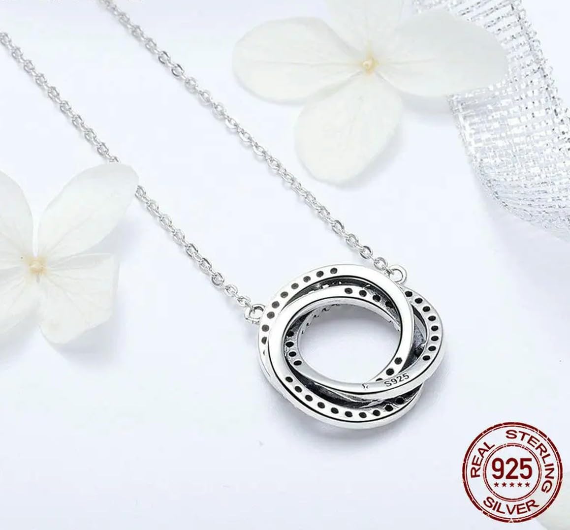 Reale Argento Sterling 925 Minimalismo Geometrico Impilato Cerchio Ciondolo Collane per Le Donne Chiaro CZ Fine Jewelry