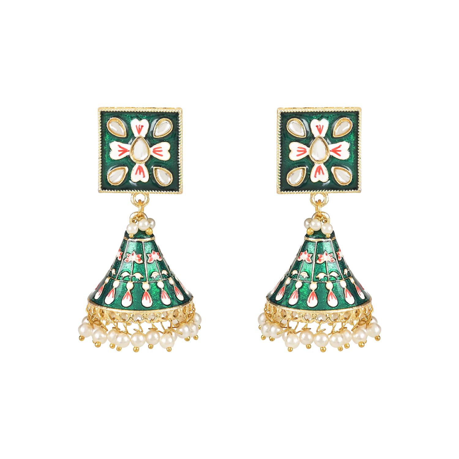 I Jewels Gold Plated Traditional Meenakari Kundan Studded Pearl Dangle Jhumki Earrings For Women & Girls (E3132G) (B0C9HZD4Q4) Amazon Price History, Amazon Price Tracker