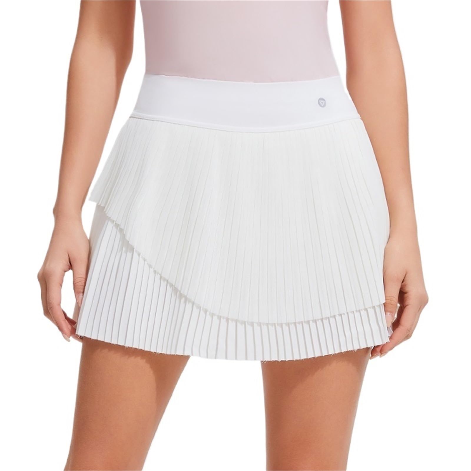 Plissierter Tennisrock for Damen, lässiger, sportlicher, hoch taillierter Golfrock mit Taschen