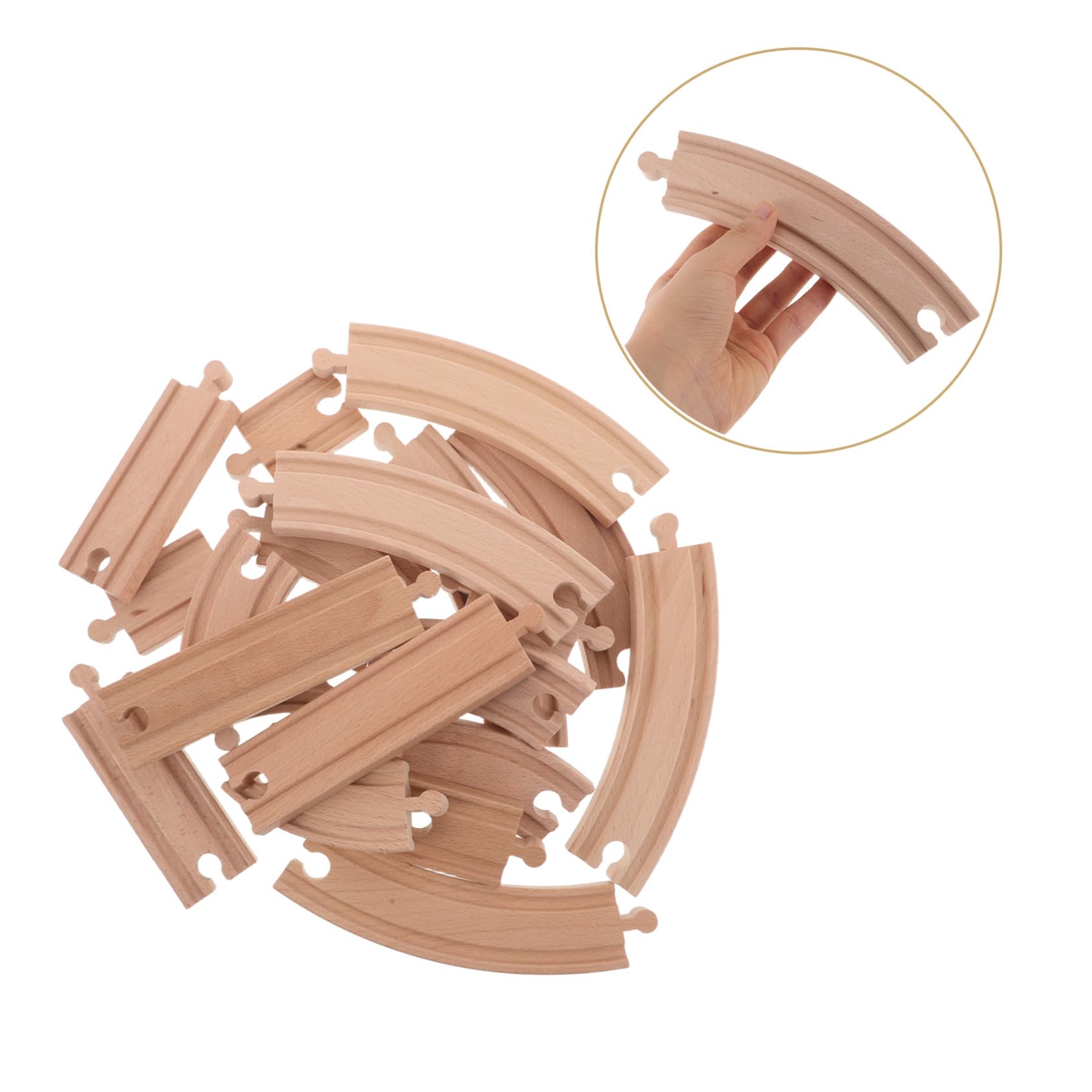 BESPORTBLE 20pezzi Accessori Per Treni in Legno Binari Dritti Curvi Espansione Compatibili Con Sistemi Ferroviari Giocattolo Di Ricambio Per Layout Creativi