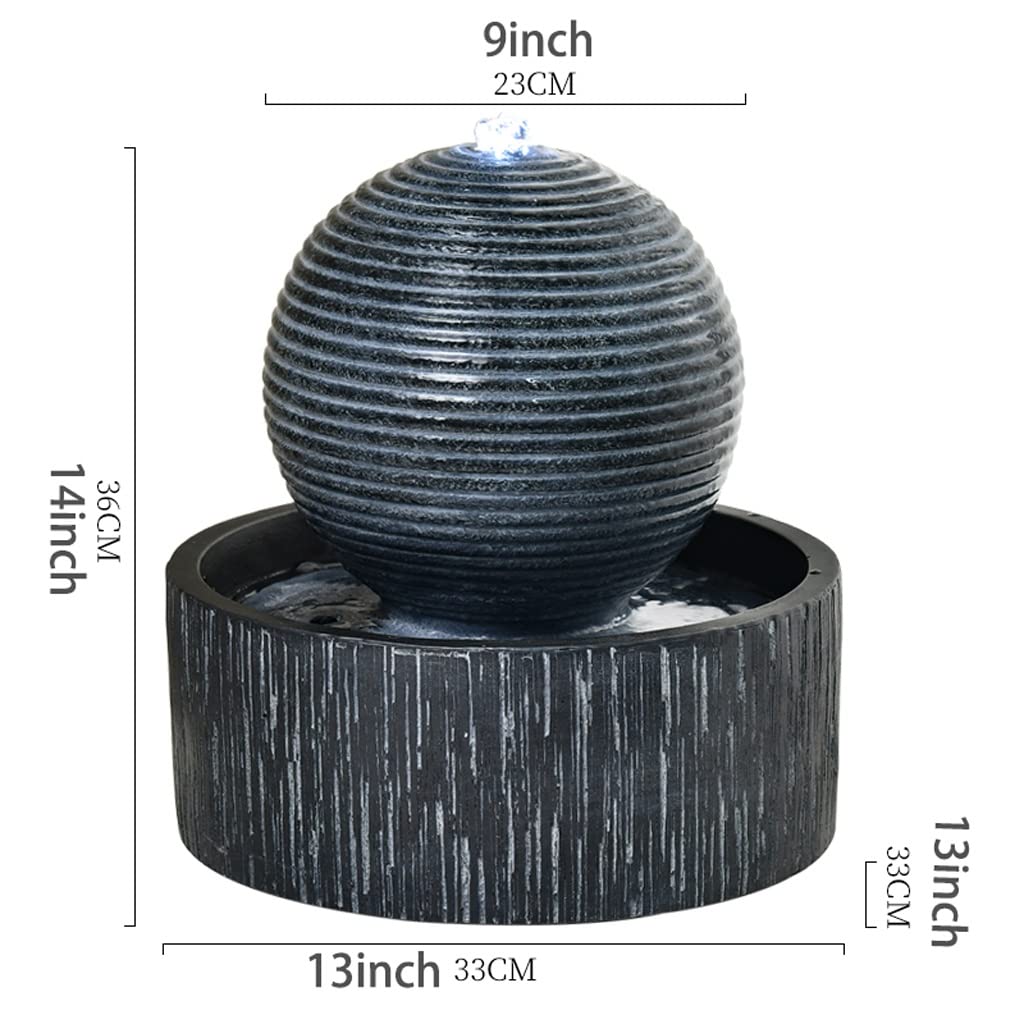 Fuente De Agua Cascada Fuente de Mesa Interior Agua Ondulada en Forma Bola con iluminación meditación silenciosa Decoracion Interior