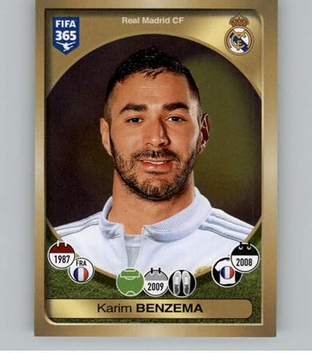 Miniatura 1 de 2016-17 Panini FIFA 365 Stickers CentralSouth America #406 Karim Benzema Real Madrid CF Official Soccer Album Sticker in Raw (NM or Better) Condition