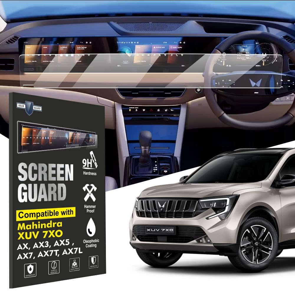 GEAR GUARD Screen Protector For MAHINDRA XUV 7XO 2026 | Infotainment System & Instrument Cluster | AX, AX3, AX5, AX7, AX7T, AX7L Car Stereo Film || Android Touch Screen Accessories [Not Tempered Glass]- Clear