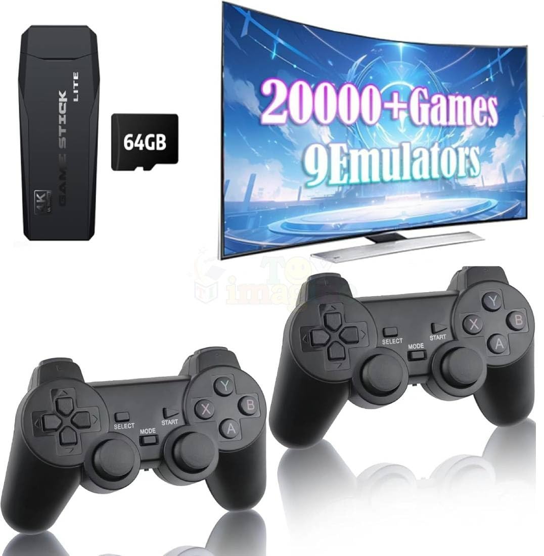 Toy Imagine Game Stick Lite with 64GB, Preloaded with 20000+ Games, 9 Emulators, Dual Wireless Controllers, Retro Gaming Console Plug & Play (Pack of 1) Toy Imagine Game Stick Lite with 64GB, Preloaded with 20000+ Games, 9 Emulators, Dual Wireless Controllers, Retro Gaming Console Plug & Play (Pack of 1)