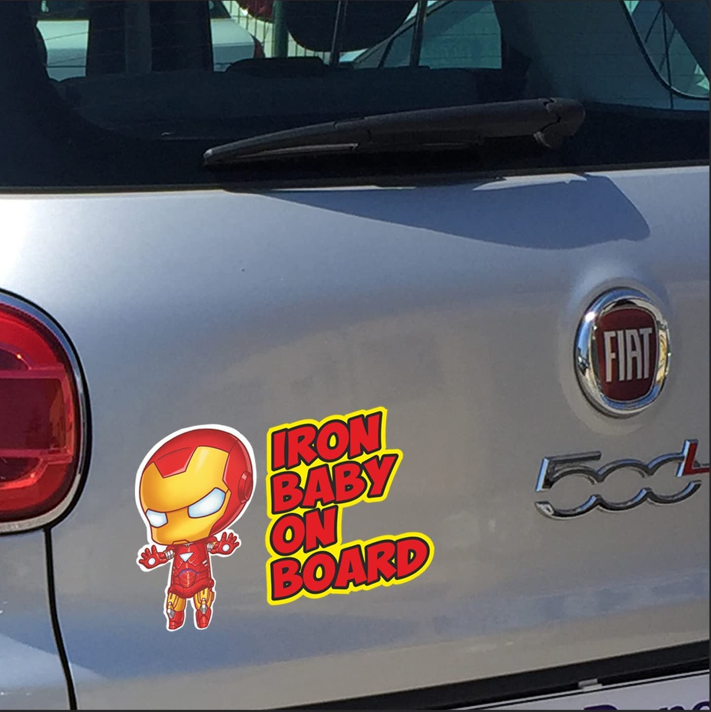Adesivi per Auto Baby on Board Bimbo a Bordo Super Eroi personaggio a scelta Bebè a bordo/Bebè In Car Decalcomanie Etichetta Sticker adesivo divertente (Iron-Baby)