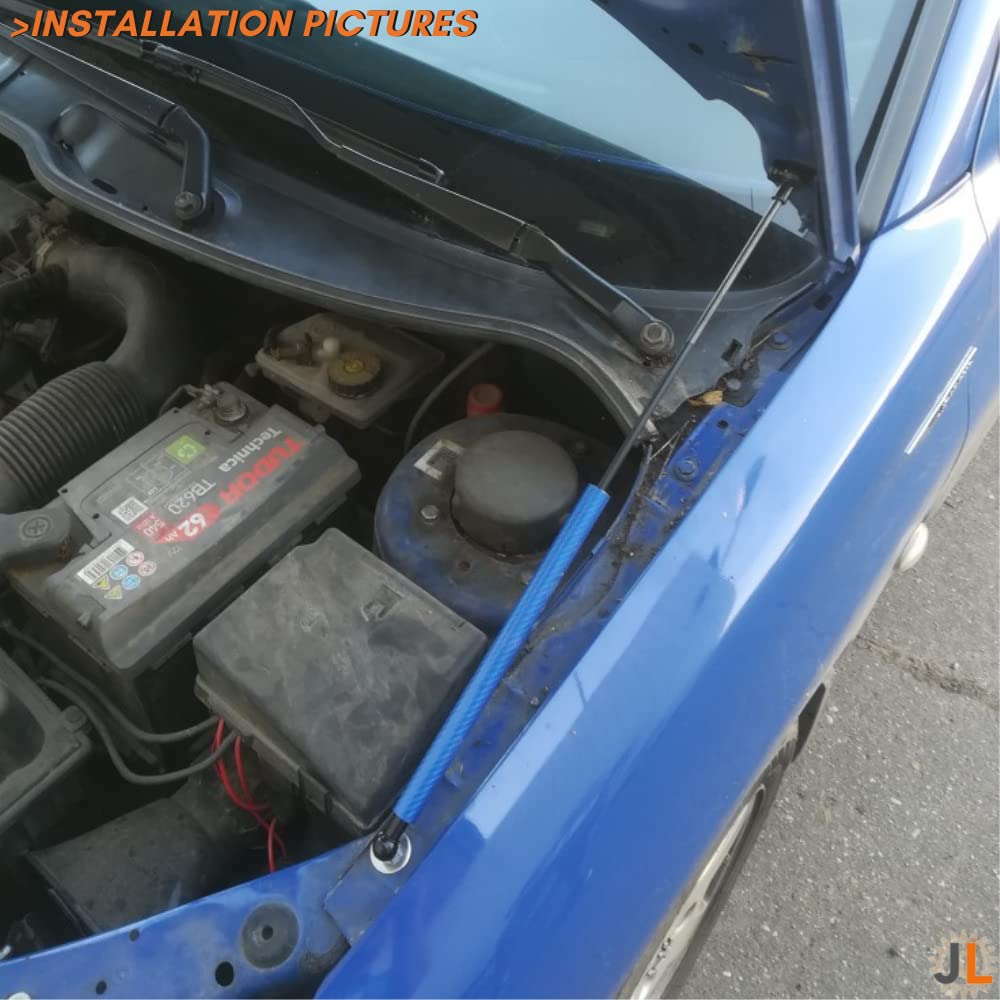 JINGLING Vérin de capot pour 206 206CC GTi 180 RC 1998-2016amortisseurs à gaz de capot avant, supports de levage, modification sans perçage, garantie de deux ans (fibre de carbone noire)