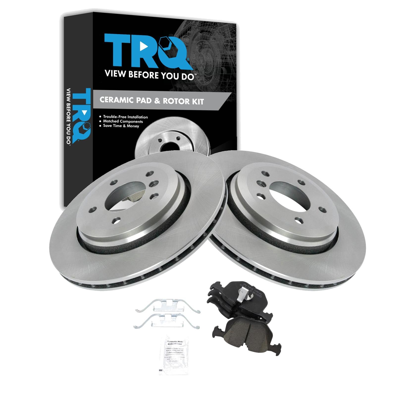 TRQ Rear Brake Pad and Rotor Set Ceramic Compatible with 2001-2006 BMW 330Ci 2001-2005 330i 330xi