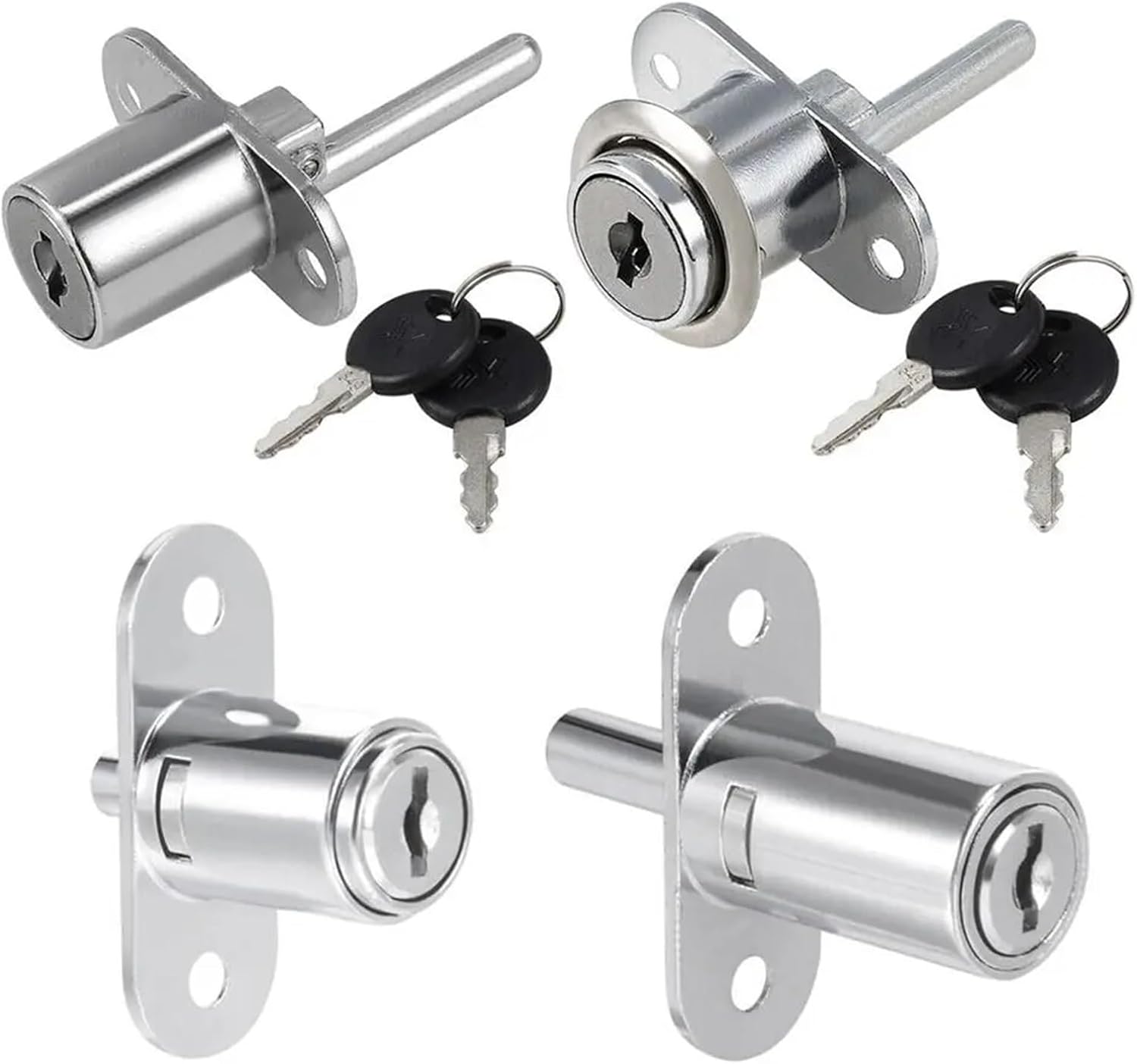 Cam Cylinder Lock Zinc Alloy Drawer Lock with Key 16mm/19mm Cabinet Locker Lock Furniture Hardware 1Pcs(Black-16mm)