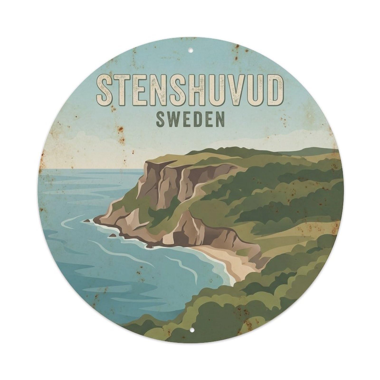 Vintage Travel Stenshuvud Sweden Headland Metal Tin Sign