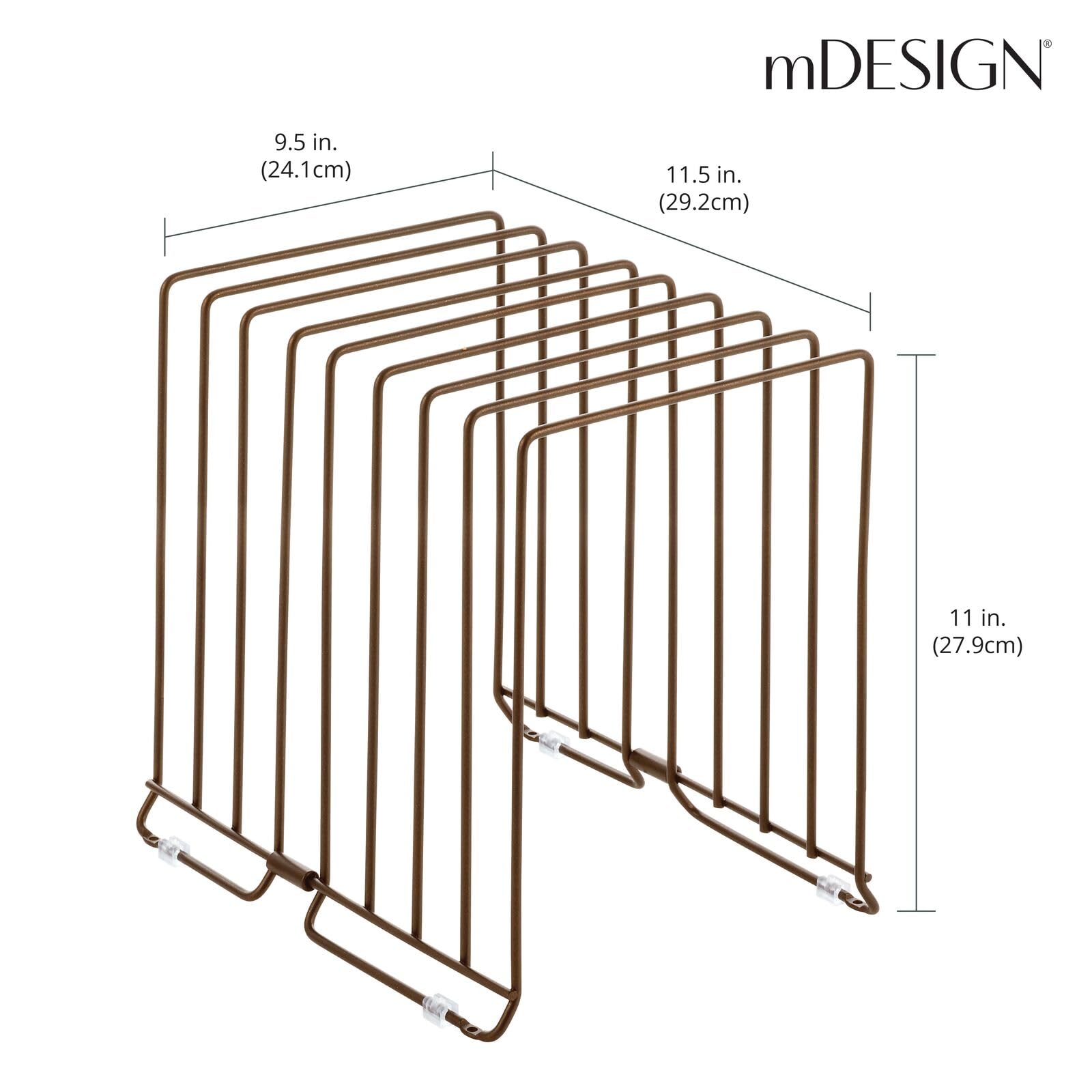 mDesign Pratico scolapiatti Cucina – Gocciolatoio Piatti con 8 Scomparti in Metallo – Organizer Cucina Ideale per l'asciugatura di Piatti e pentole – Bronzo