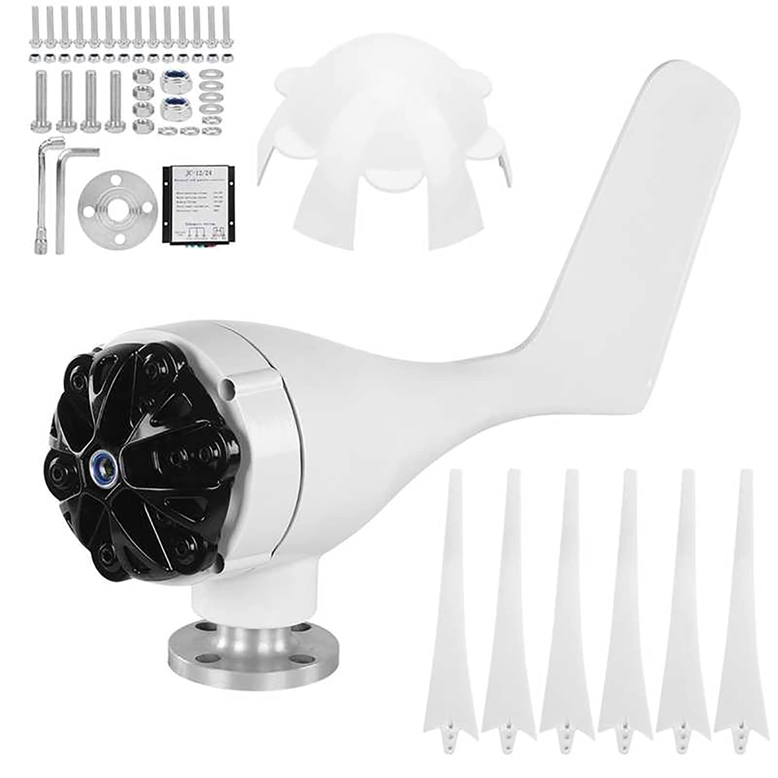 Turbinas de Viento, generador de Molino de Viento pequeño, máquina de maquinaria Industrial de 6 aspas, generador de Viento de 500W-blanco 48v