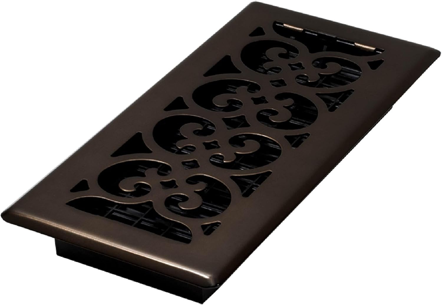 Decor Grates Metal Scroll Decorative Air Vent Cover 4x10 Floor Register – Adjustable Control Lever – AC Floor Vent Covers for Home Floor Vents – Fits 4 x 10 Inch Opening – Rubbed Bronze (SPH410-RB)