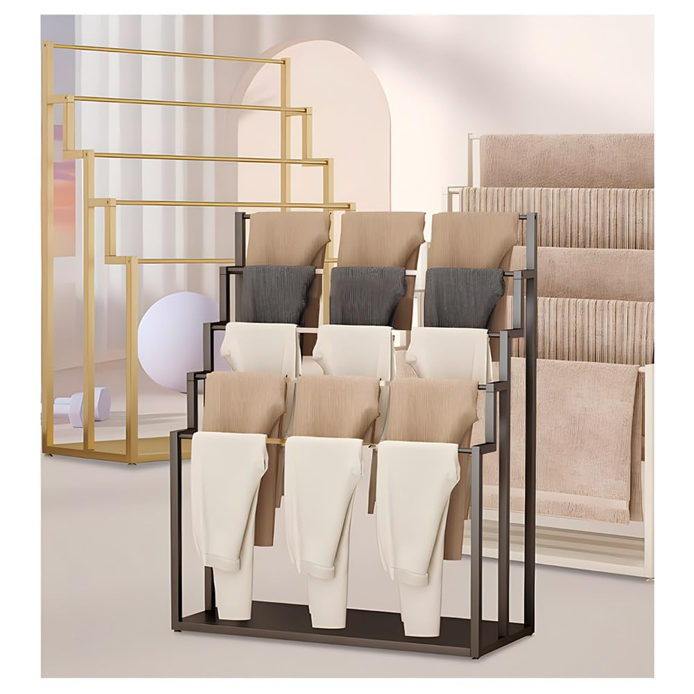 5-Poziomowy Stojak Na Jedwabne Szaliki, Metalowy Organizer Na Chusty I Hidżaby, Stojący Stojak Na Spodnie W Sklepie Odzieżowym, Do Sklepów Detalicznych, Czarny, 150X40X150 Cm