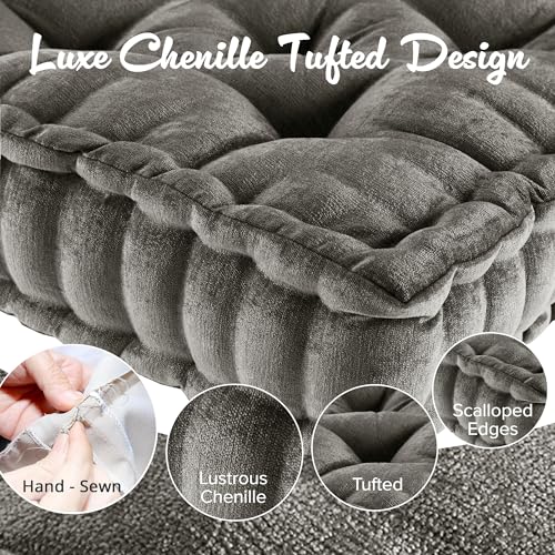 Coussin de sol carré charbon 50x50 cm en polychenille Intelligent Design
